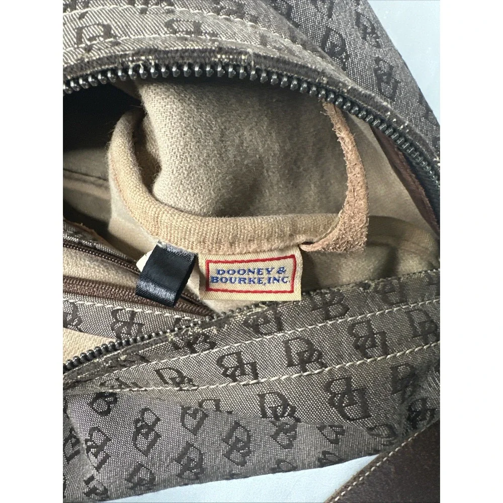 DOONEY & BOURKE Signature Monogram Hobo Canvas Bag Brown - 10
